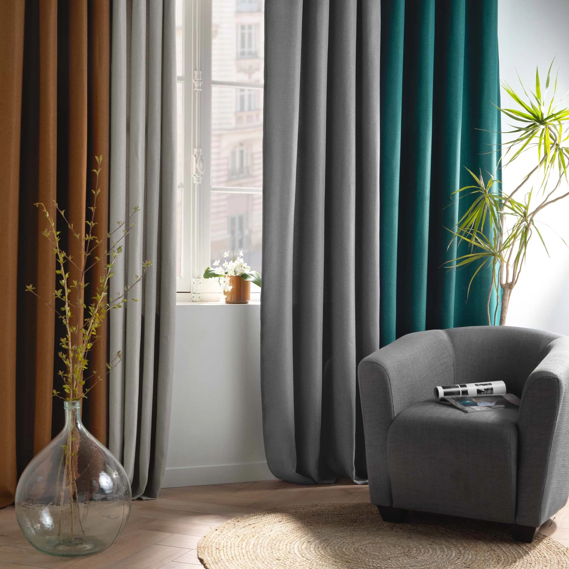 Rideau Ă Oeillets Occultant Jacquard 135x240