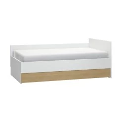 Lit Coffre Enfant En Bois Blanc Et Imitation Chêne 90x200 - LT17011