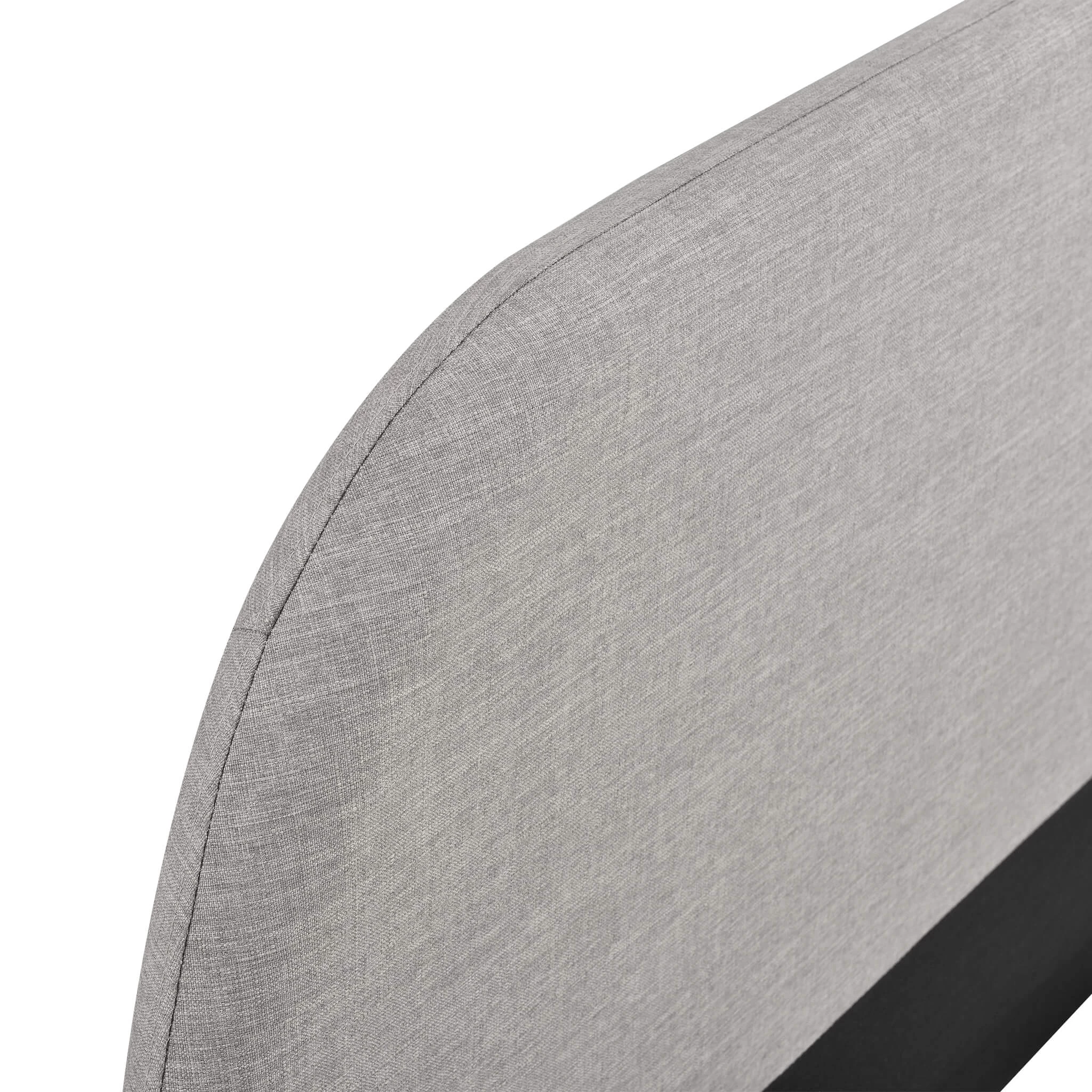 Lit En Bois Avec TĂȘte De Lit Arrondie Tissu Gris Clair - LT17023 â Image 3