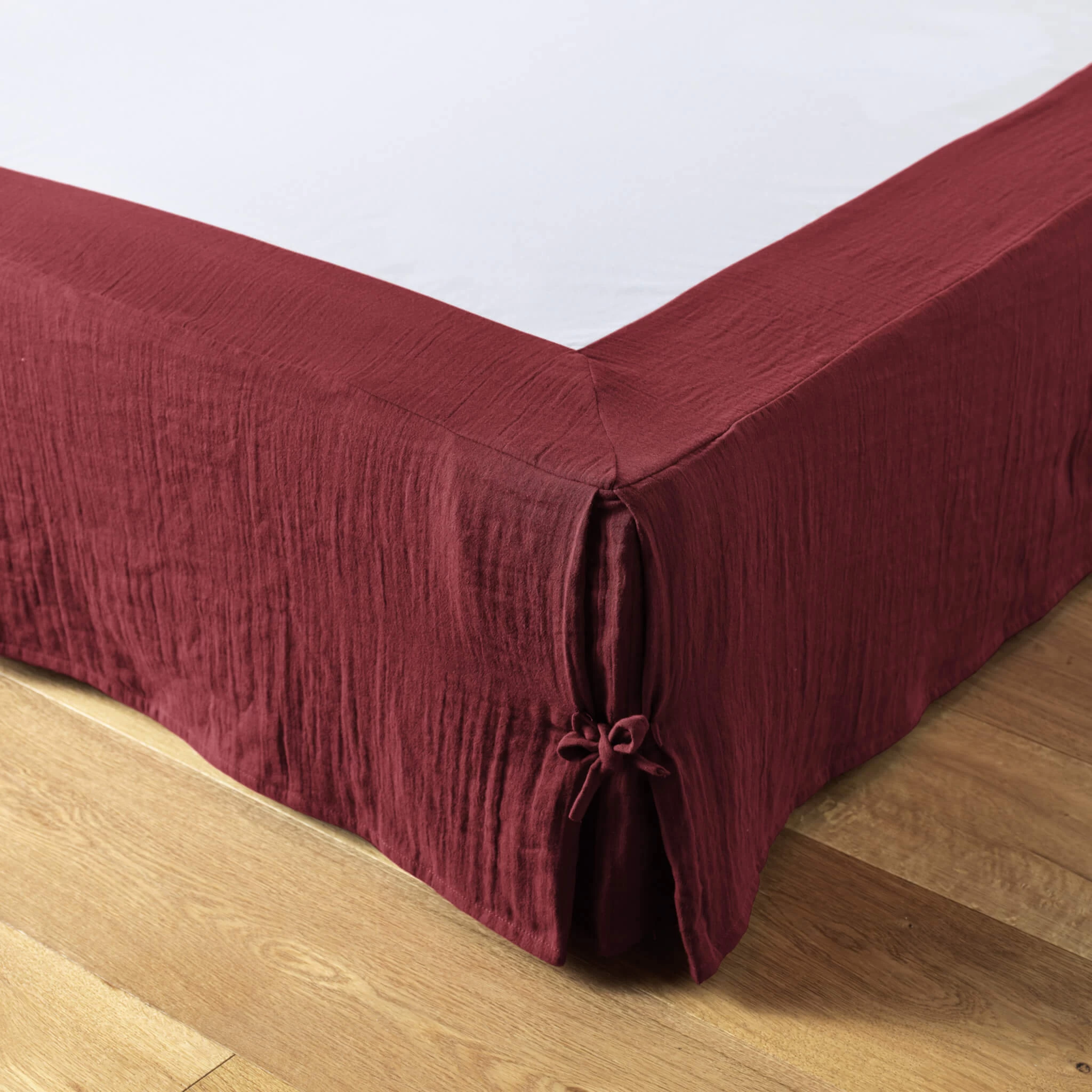 Cache Sommier Double Gaze De Coton Bordeaux