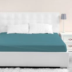 Drap Housse Jersey Bleu Canard Bonnet 40 Cm