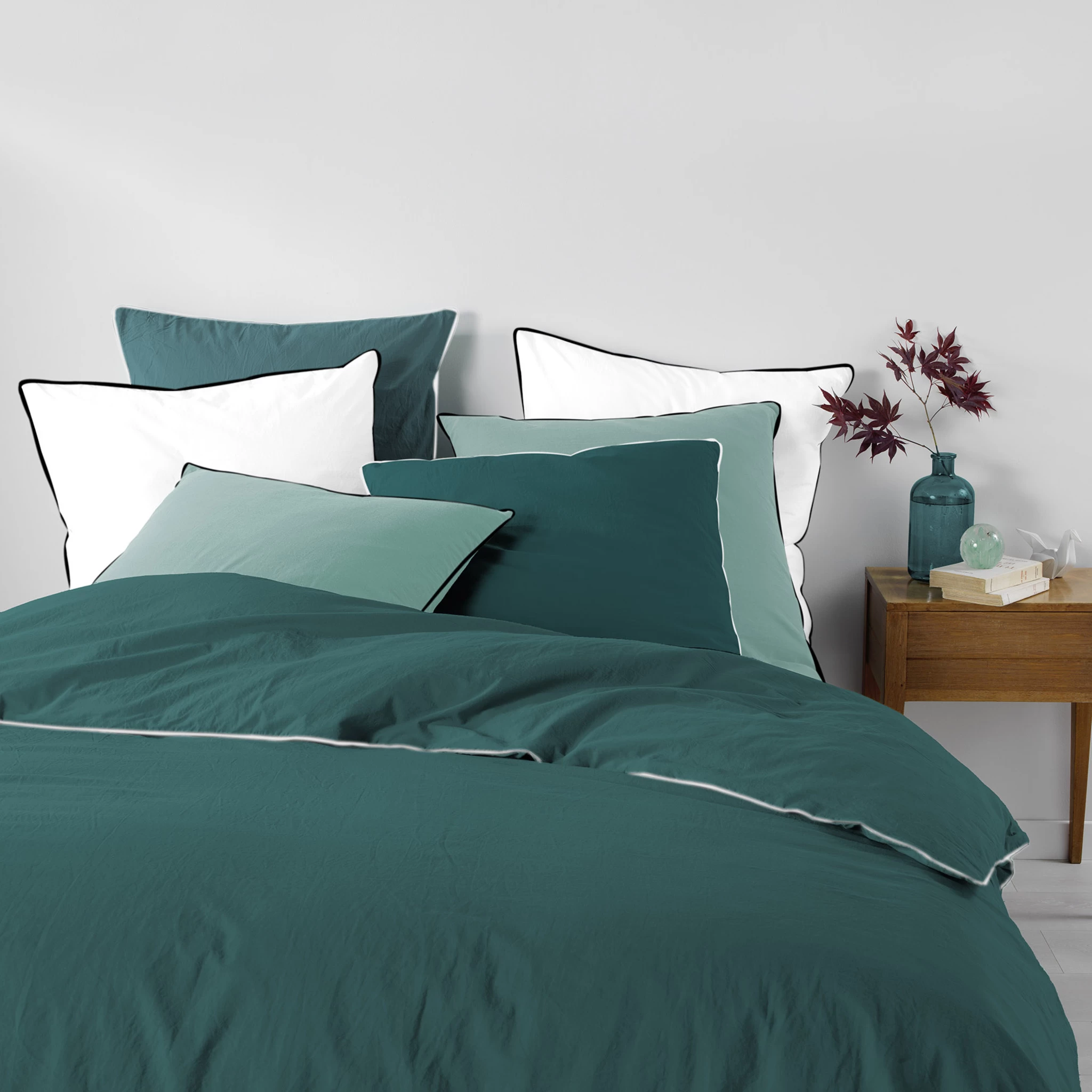 Drap Housse Coton Lavé Linette Pétrole – Image 4