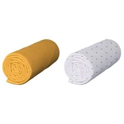 Lot De 2 Draps Housses Bébé En Jersey Bio Jaune Maïs Imprimé Raton Laveur