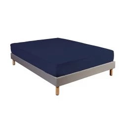 Drap Housse 100% Coton Bleu Marine - Bonnet 27 Cm