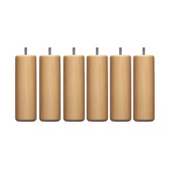 6 Pieds Cylindriques Bois 15 Cm