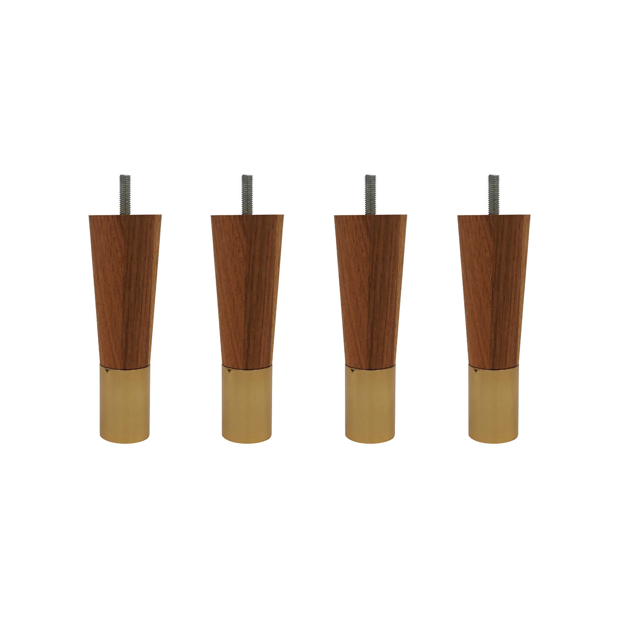 4 Pieds Fuseau ChĂȘne Massif Et Laiton 15 Cm