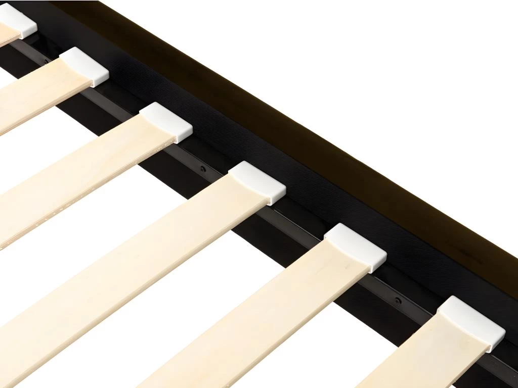 Lit CLARISSE Avec Tête De Lit Coutures Verticales - 160 X 200 Cm - Velours - Marron Et Doré – Image 10