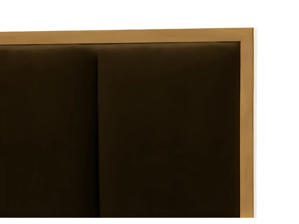 Lit CLARISSE Avec Tête De Lit Coutures Verticales - 160 X 200 Cm - Velours - Marron Et Doré – Image 8