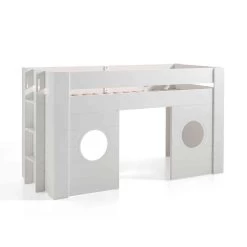 Lit Mezzanine Enfant Cabine En Bois Blanc 90x200 Cm - LT2049