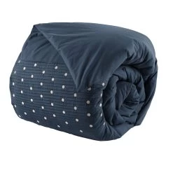 Housse De Couette Brodée Plis Religieuses Marine