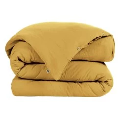 Housse De Couette Double Gaze De Coton Jaune Safran
