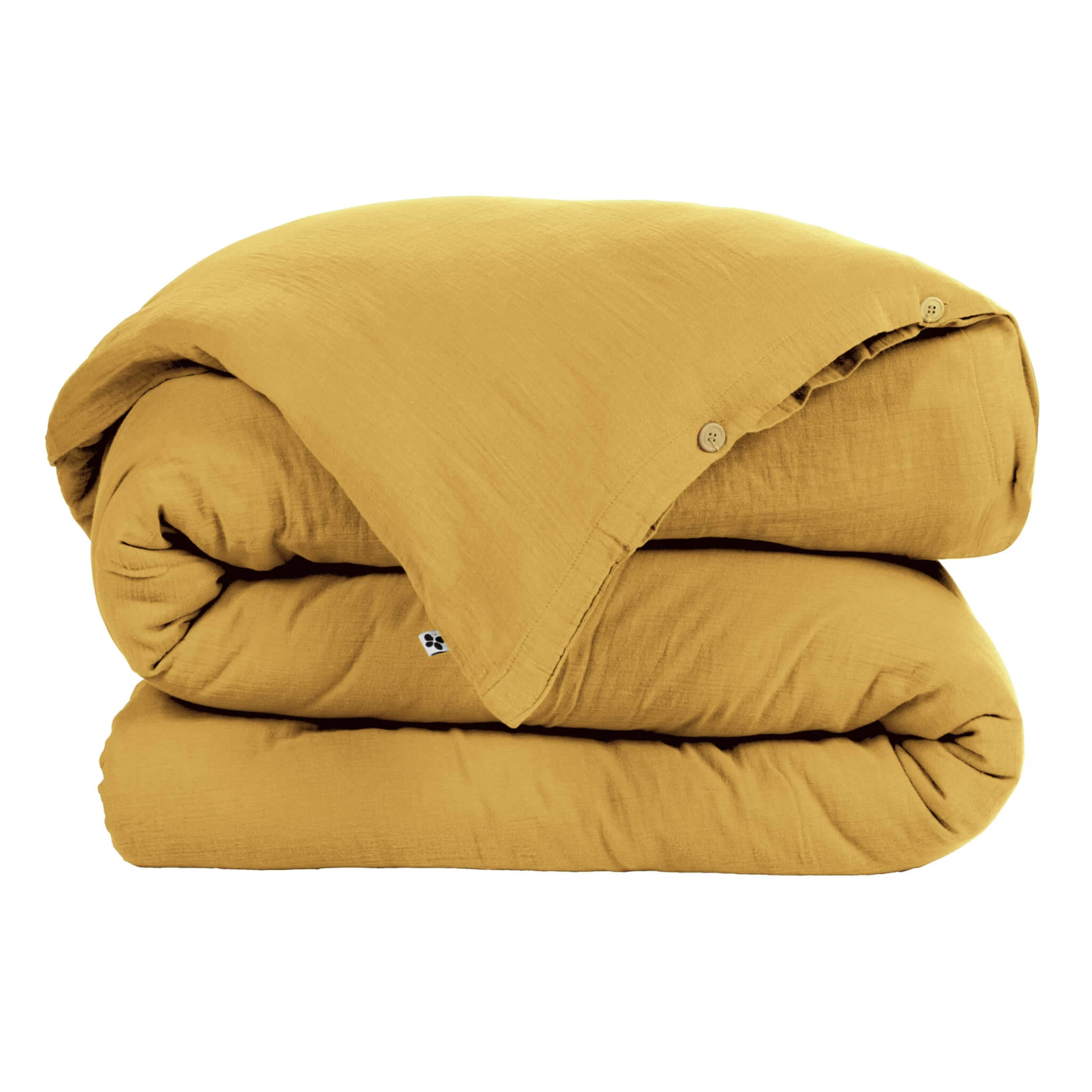 Housse De Couette Double Gaze De Coton Jaune Safran