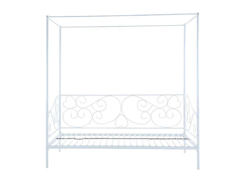 Lit à Baldaquin VIVIAN - 90 X 200 Cm - Métal - Blanc + Matelas – Image 3