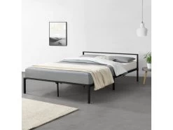 Cadre De Lit Double En Métal Imatra 160 X 200 Cm Noir Mat [en.casa]