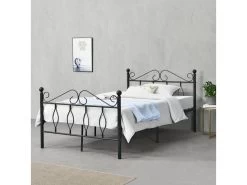 Cadre De Lit Simple Apolda En Métal 120 X 200 Cm Noir Mat [en.casa]