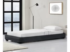 Cadre De Lit Simple Masari Rembourré Avec Simili Noir 200 X 90 Cm Corium