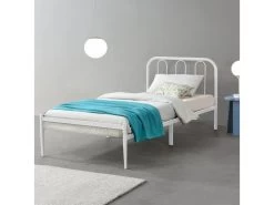 Cadre De Lit Hanko En Métal 90 X 200 Cm Blanc Mat [en.casa]