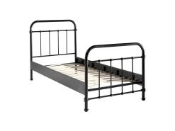 ARTEMIS - Lit à Barreaux 90x200cm En Métal Noir