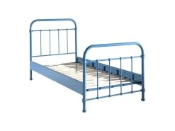 ARTEMIS - Lit à Barreaux 90x200cm En Métal Bleu