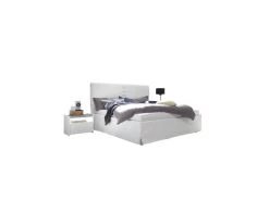 Cadre + Tête De Lit 160*200 Cm Simili Cuir Blanc - ANIECE N°3