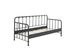 CHICAGO - Lit Banquette à Barreaux 90x200cm Métal Noir