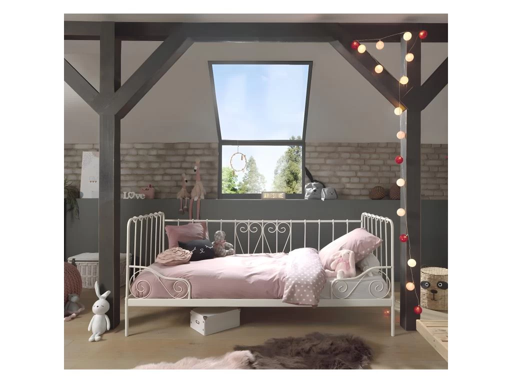 ORNAM - Lit Banquette 90x200cm Métal Poudré Blanc – Image 3