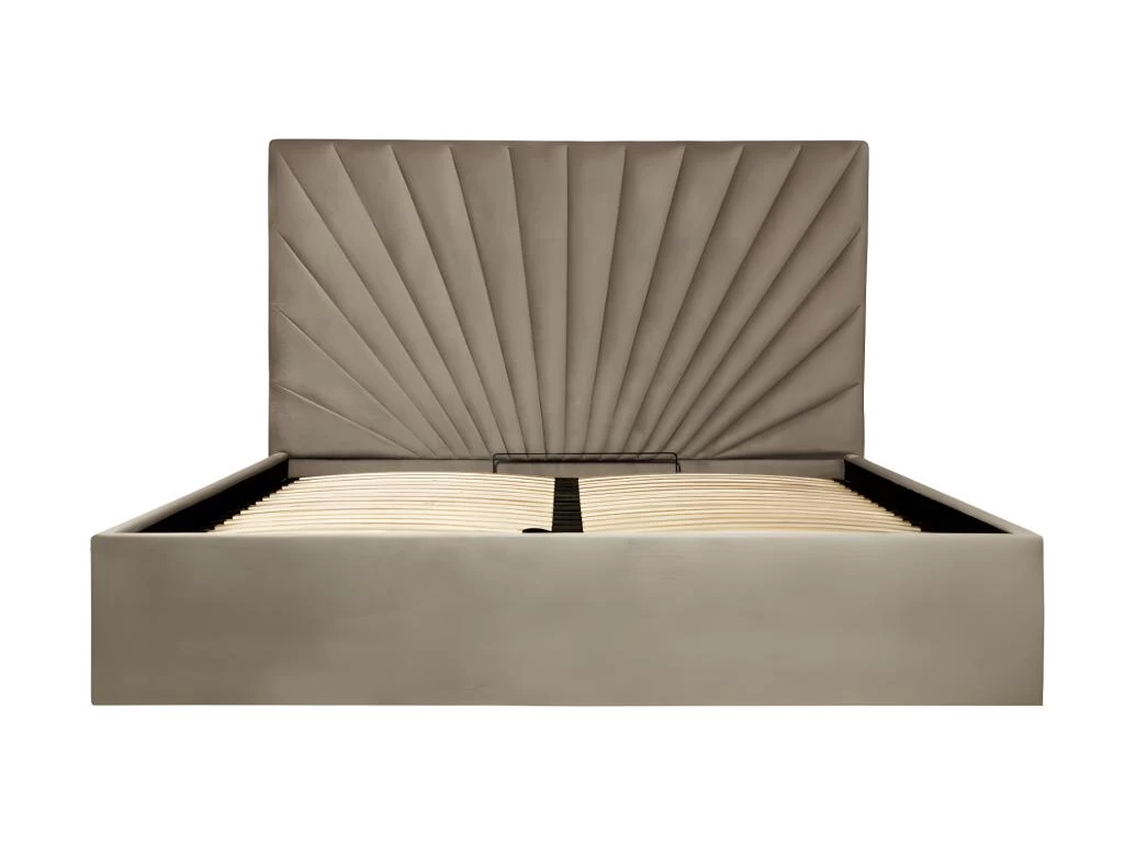 Lit Coffre 140 X 190 Cm - Velours - Beige + Matelas - RILIODA – Image 7