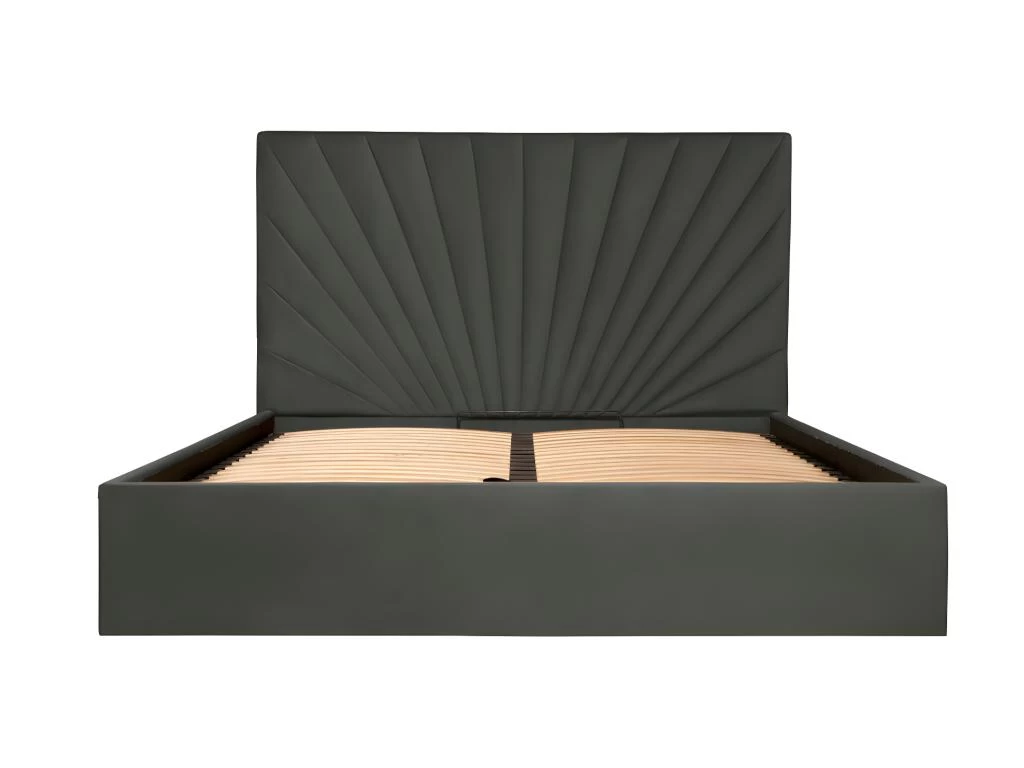 Lit Coffre 140 X 190 Cm - Velours - Gris + Matelas - RILIODA – Image 7