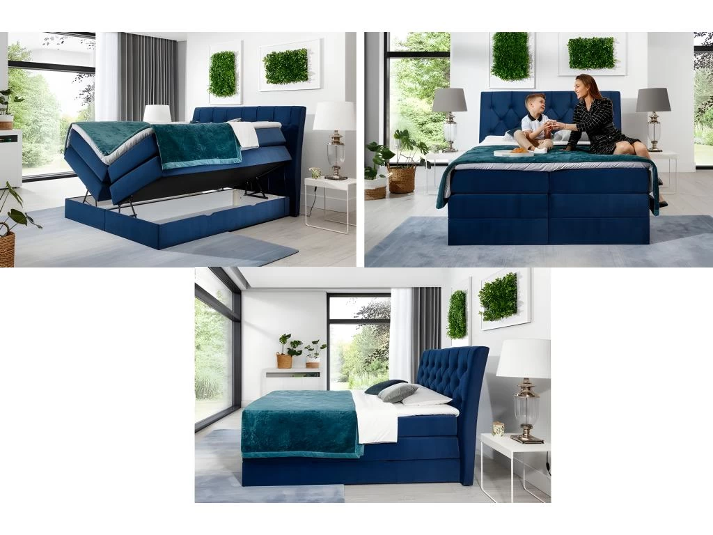 Ensemble Boxspring Complet TĂȘte De Lit + Sommiers + Matelas + Surmatelas MIRO En Simili Blanc - 160x200 Cm â Image 4