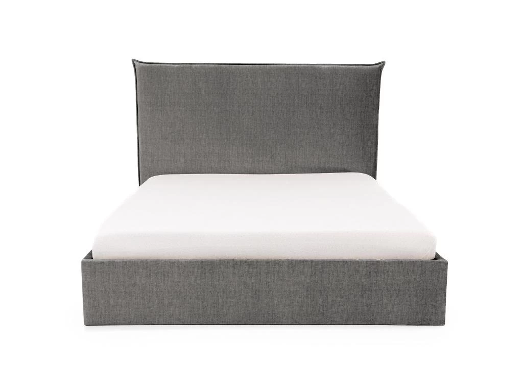 Lit Coffre 160 X 200 Cm - Velours - Gris + Matelas - SORYO – Image 4