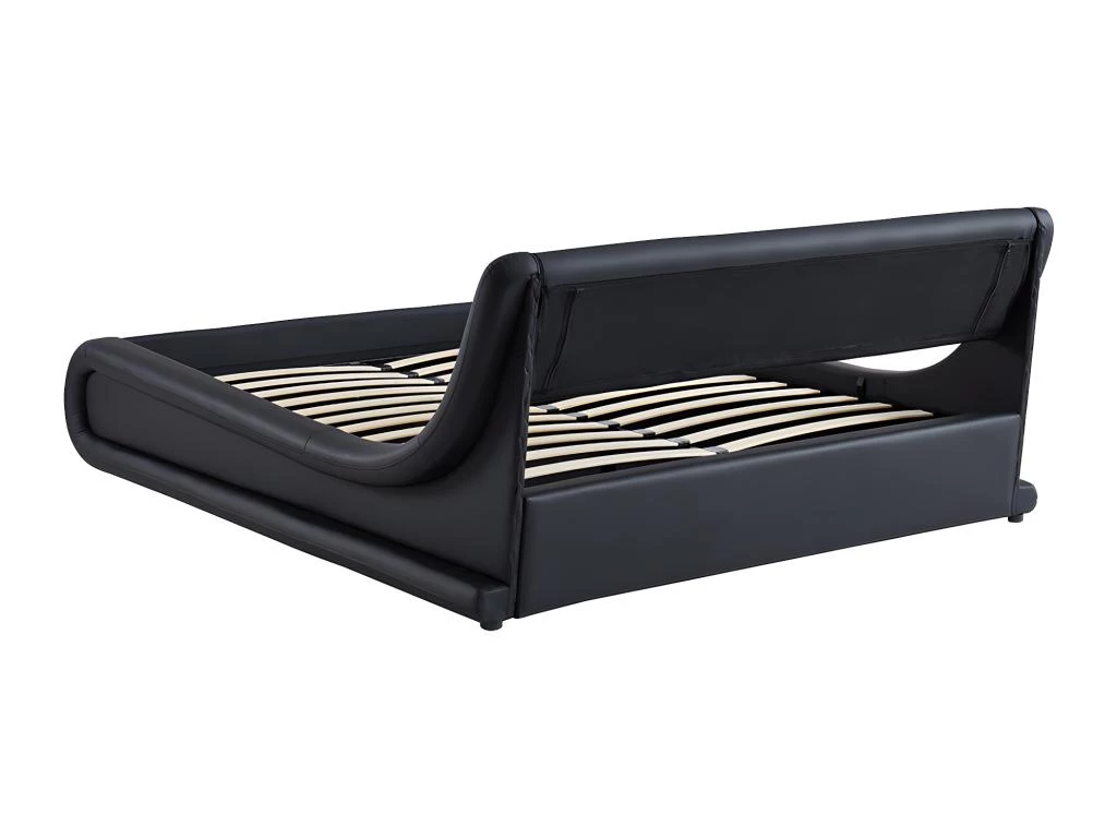 Lit Coffre 160 X 200 Cm - Avec LEDs - Simili - Noir + Matelas - IRIS II – Image 9