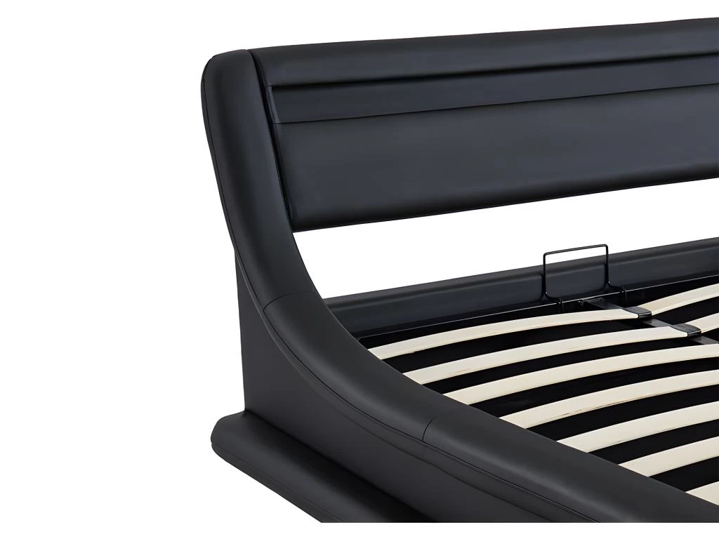Lit Coffre 160 X 200 Cm - Avec LEDs - Simili - Noir + Matelas - IRIS II – Image 10