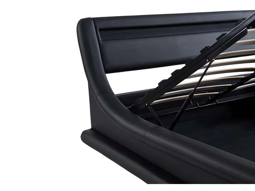 Lit Coffre 160 X 200 Cm - Avec LEDs - Simili - Noir + Matelas - IRIS II – Image 12