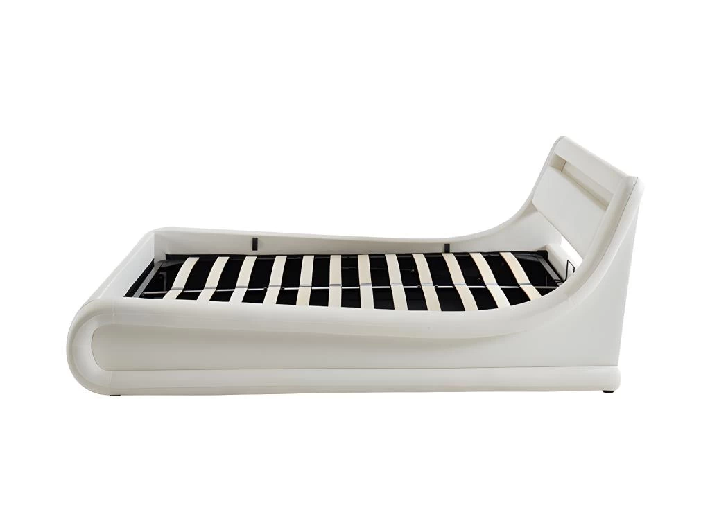 Lit Coffre 160 X 200 Cm - Avec LEDs - Simili - Blanc + Matelas - IRIS II – Image 9