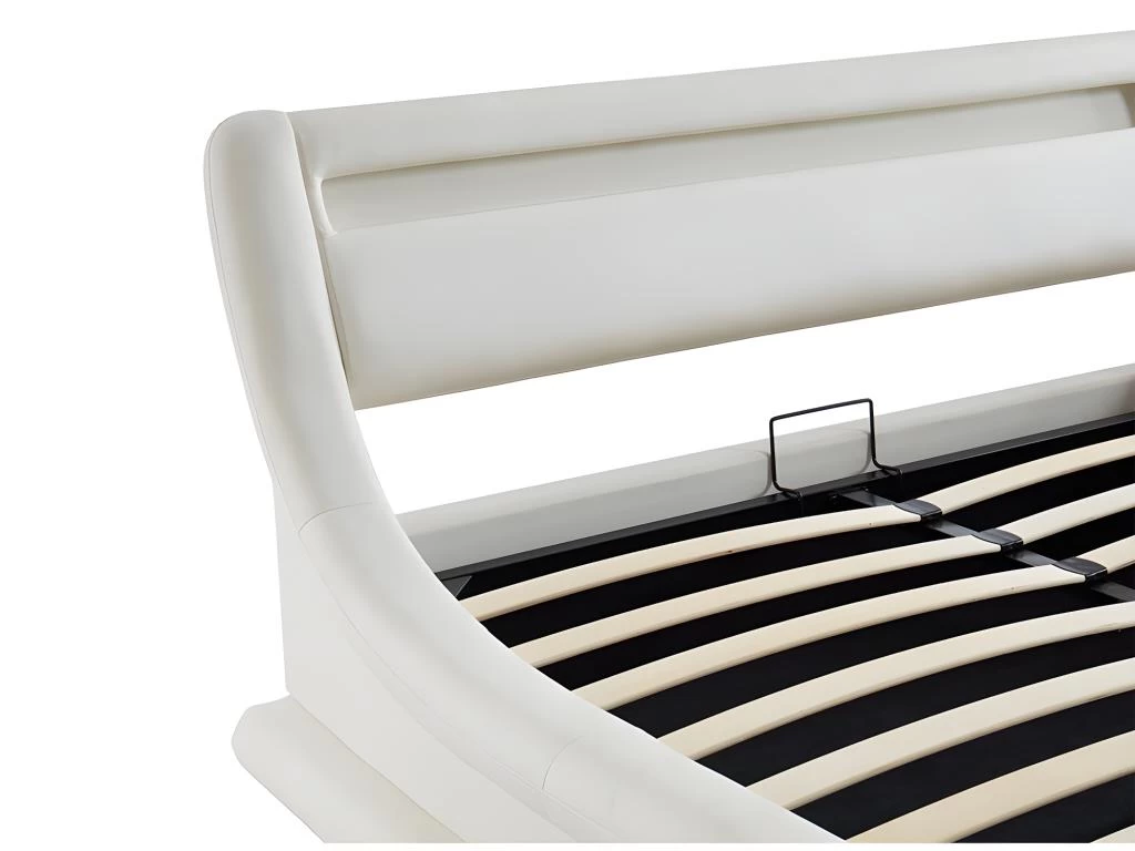 Lit Coffre 160 X 200 Cm - Avec LEDs - Simili - Blanc + Matelas - IRIS II – Image 10