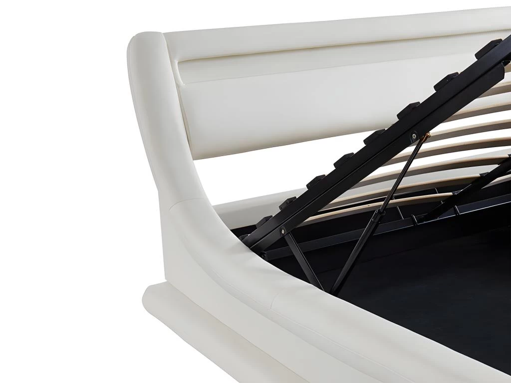 Lit Coffre 160 X 200 Cm - Avec LEDs - Simili - Blanc + Matelas - IRIS II – Image 12
