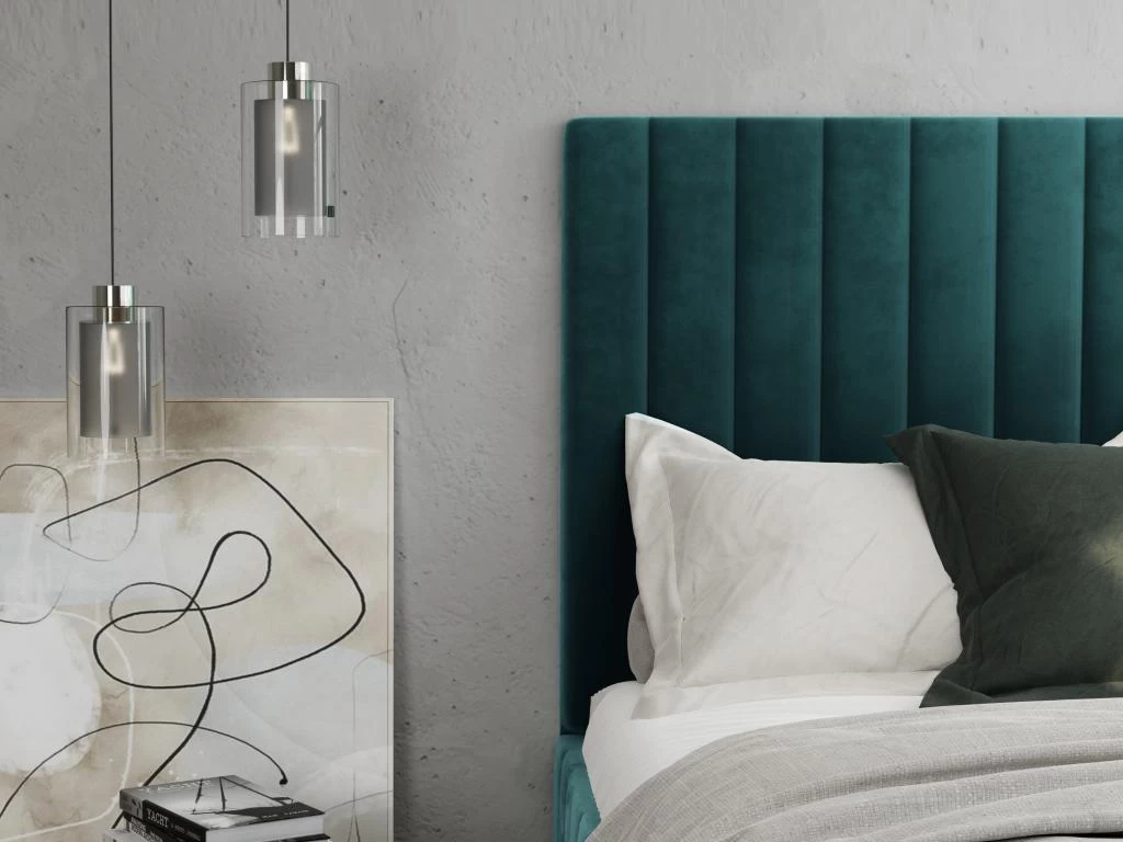 Lit Coffre 160 X 200 Cm Avec TĂȘte De Lit Coutures Verticales - Velours - Bleu Canard + Matelas - LARALI â Image 2