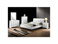 Lit Rembourré 2 Places En Cuir Synthétique 160 Cm X 200 Cm - Blanc