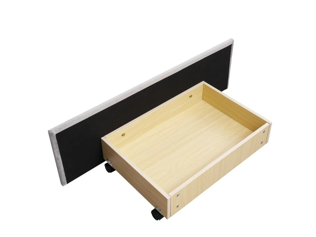 Lit Adulte Rembourré Avec 4 Tiroirs + Sommier à Lattes - 140x200cm - Gris – Image 4