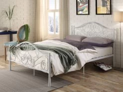 Lit 140 X 190 Cm - Métal - Blanc - LEYNA