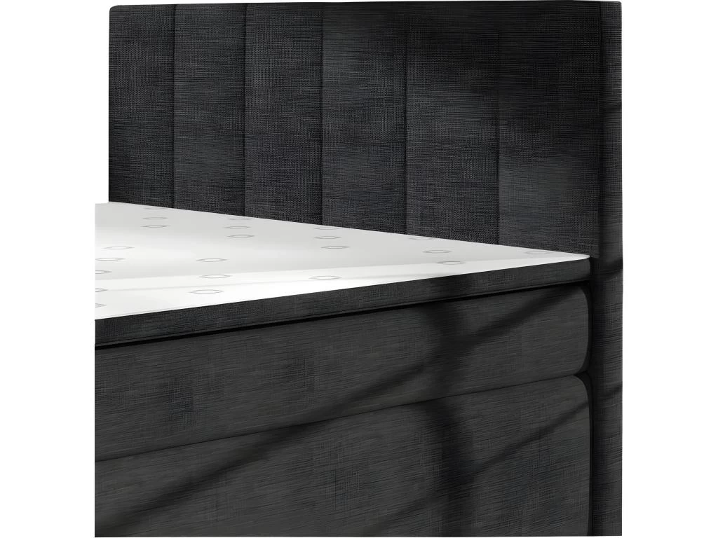 Ensemble Boxspring Complet Tête De Lit + Sommiers + Matelas + Surmatelas BORIS De VENESETTI - Tissu Luxe Gris Foncé - 140x200 Cm – Image 5