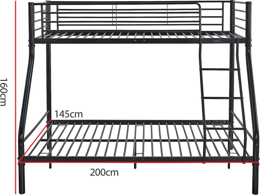 Lit Superposé En Métal "Leo" Sommiers Inclus - 90/140 X 190 Cm - Noir – Image 3