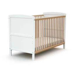 Lit Bébé évolutif En Bois Laqué Blanc Et Hêtre