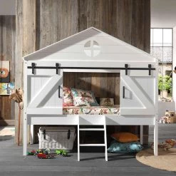 Lit Cabane Enfant 90x200 En Bois Blanc - LI2030
