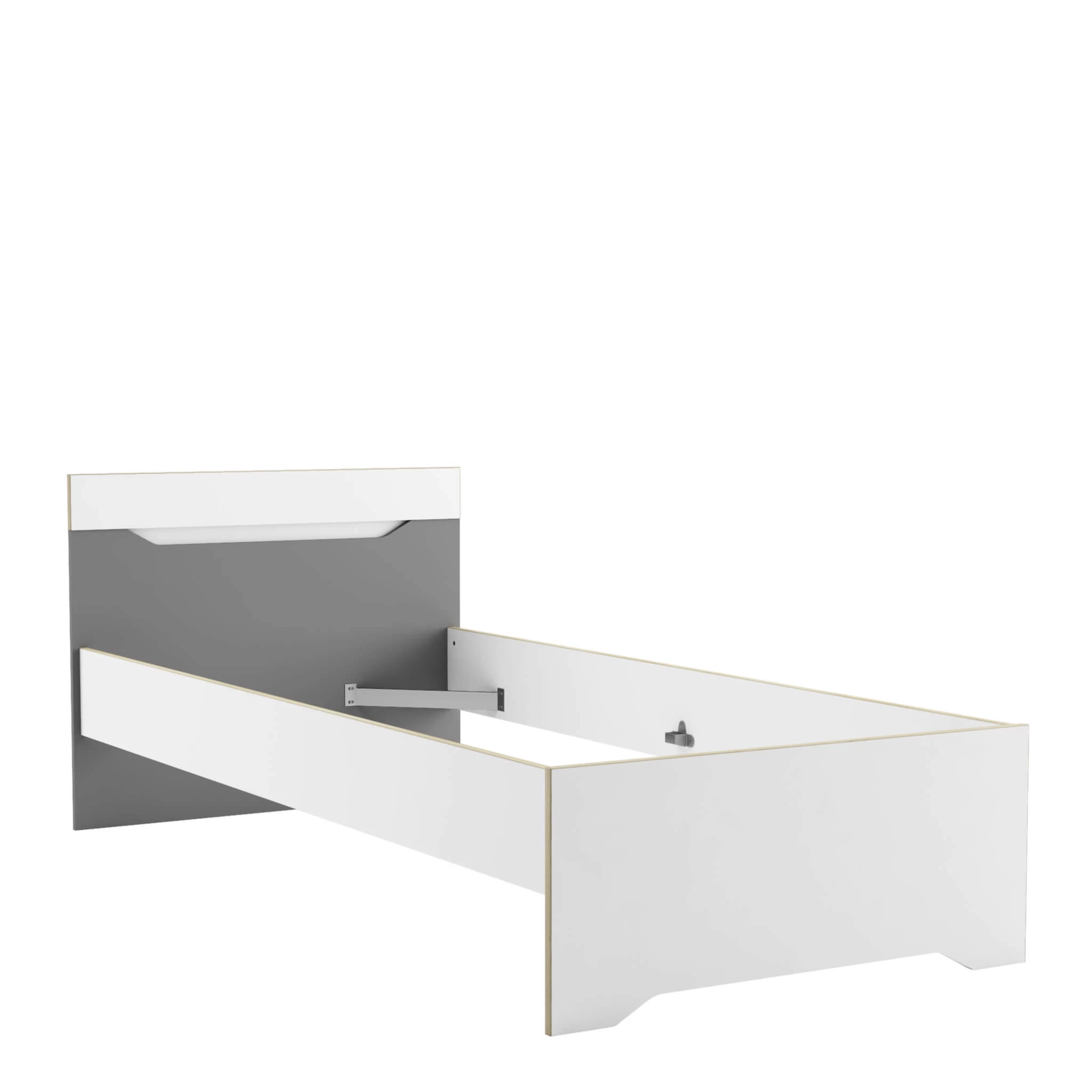 Lit Extensible Enfant En Bois Blanc Et Gris 90x190/200 - LI211 – Image 4