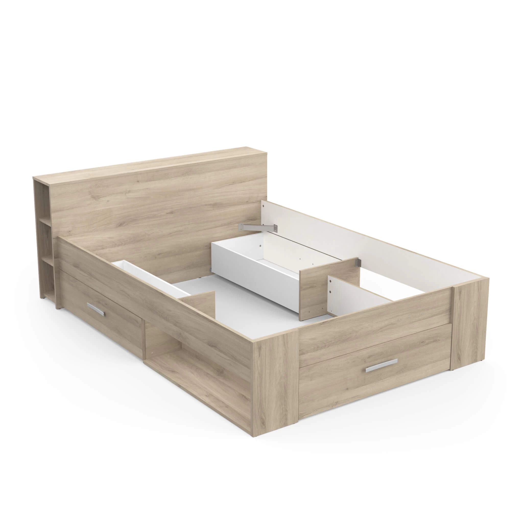 Lit En Bois Avec Tiroir Imitation ChĂȘne Kronberg - LT177 â Image 4