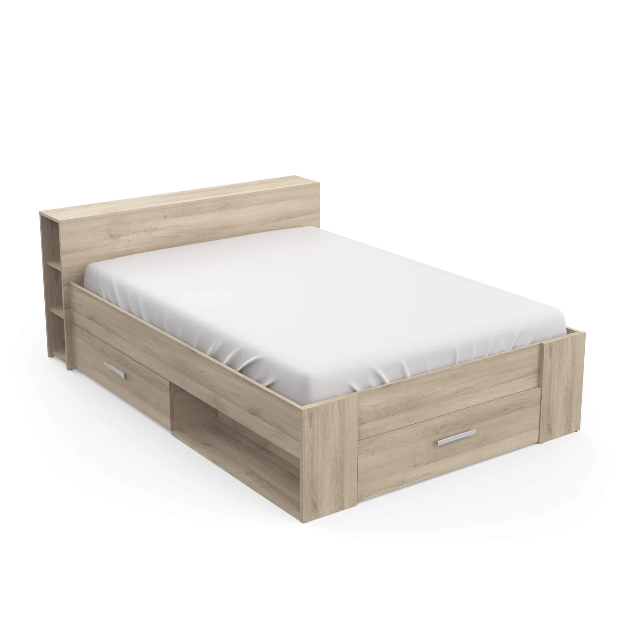 Lit En Bois Avec Tiroir Imitation ChĂȘne Kronberg - LT177 â Image 2