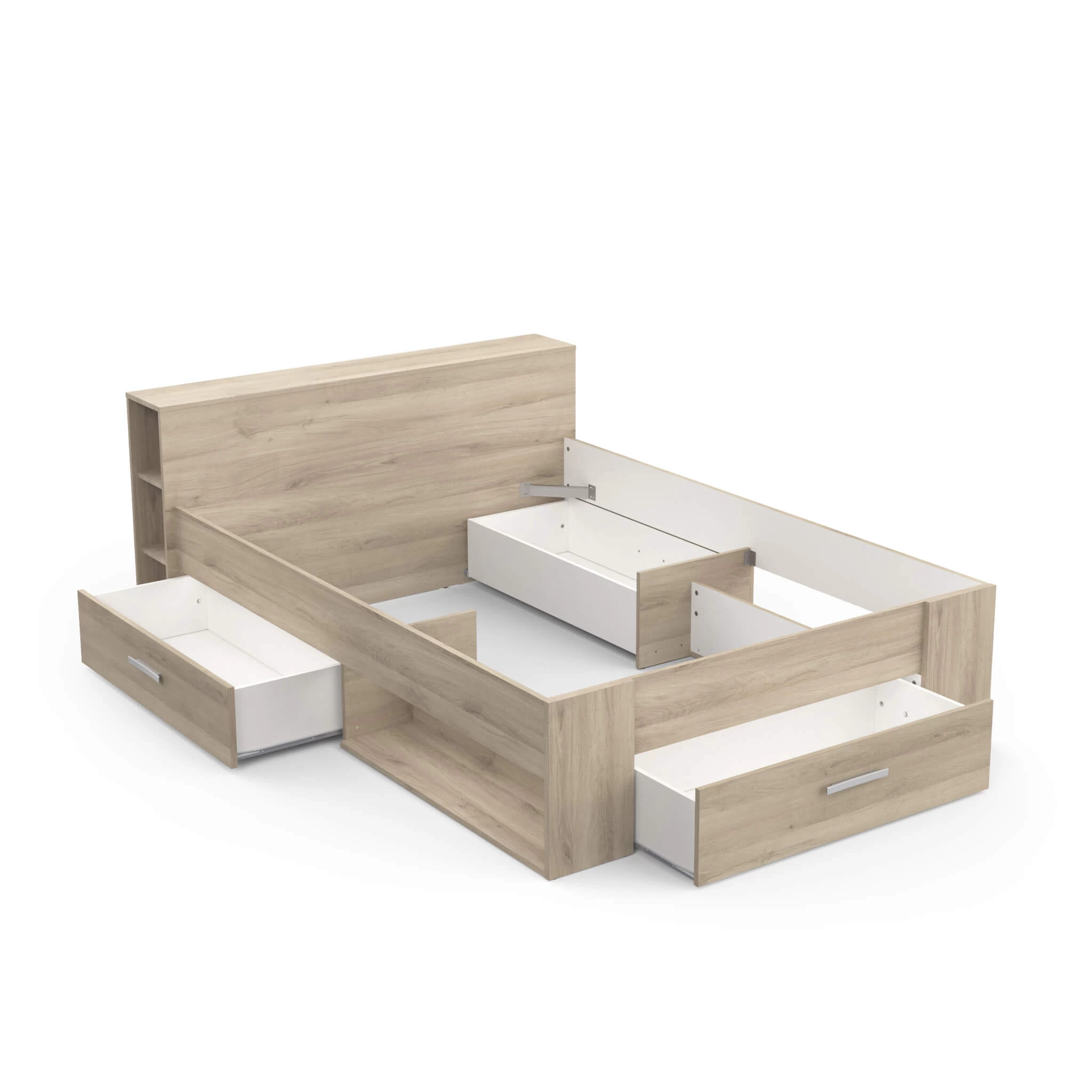 Lit En Bois Avec Tiroir Imitation ChĂȘne Kronberg - LT177 â Image 6