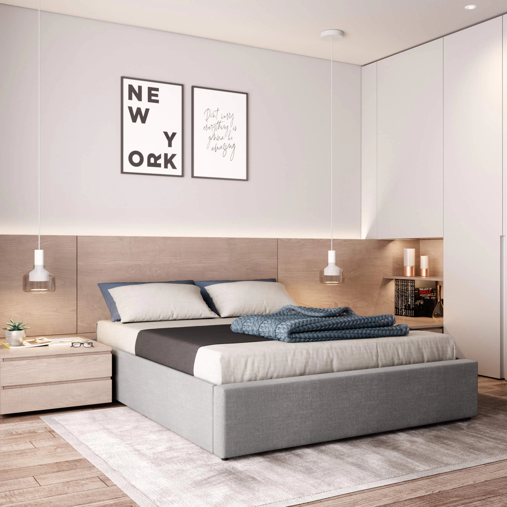 Lit Coffre En Bois Massif Gris Clair Avec Sommier Ă Lattes - LT17017 â Image 5