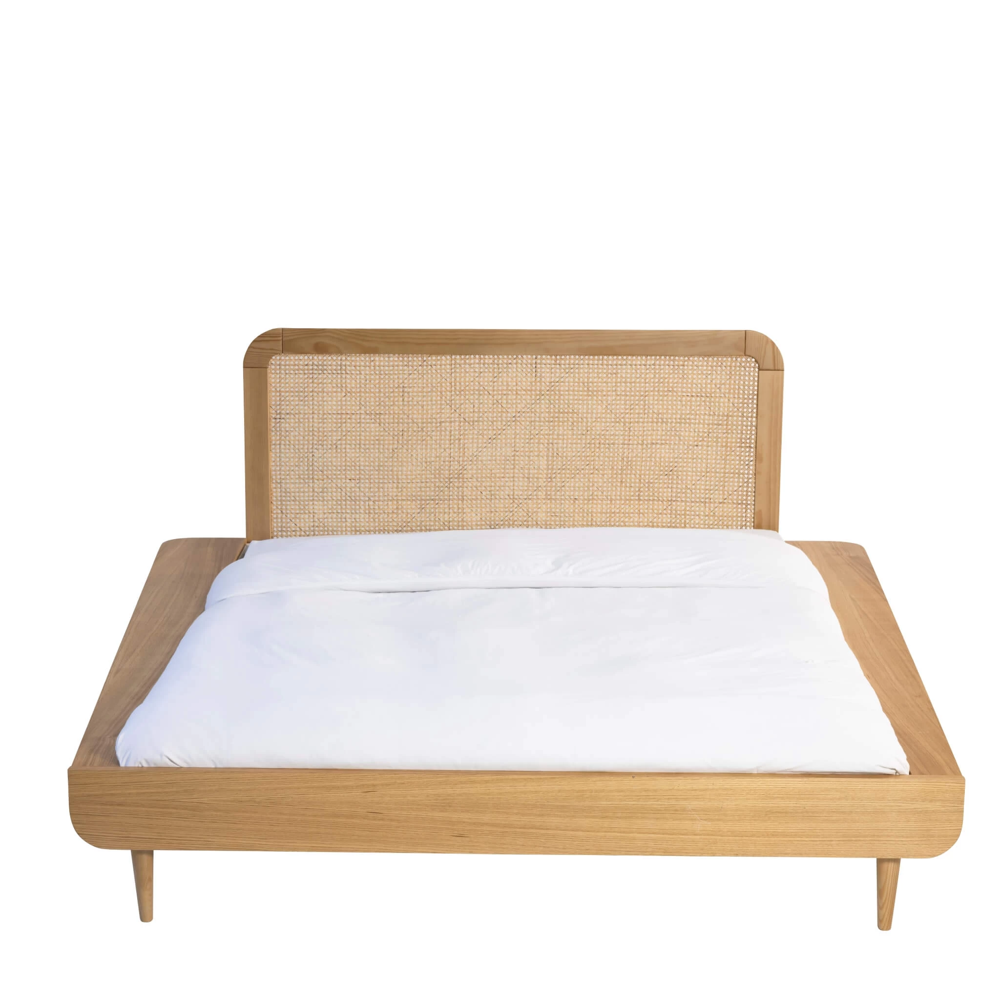 Ensemble Lit En Bois Naturel + TĂȘte De Lit En Cannage SMOOTHCLOUD â Image 3